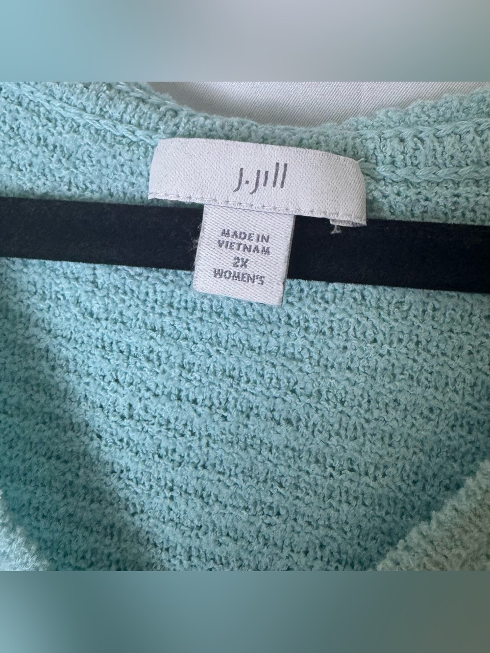 J. Jill Mint Green V-Neck Hooded Knit Sweater - Picture 3 of 10